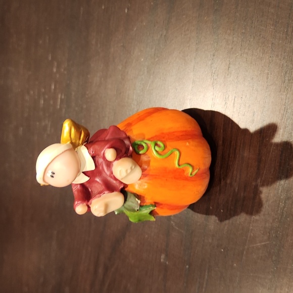 Vintage KIRK Thanksgiving Harvest Cheeks Angel Pilgrim figurine, Cornucopia - Picture 14 of 15